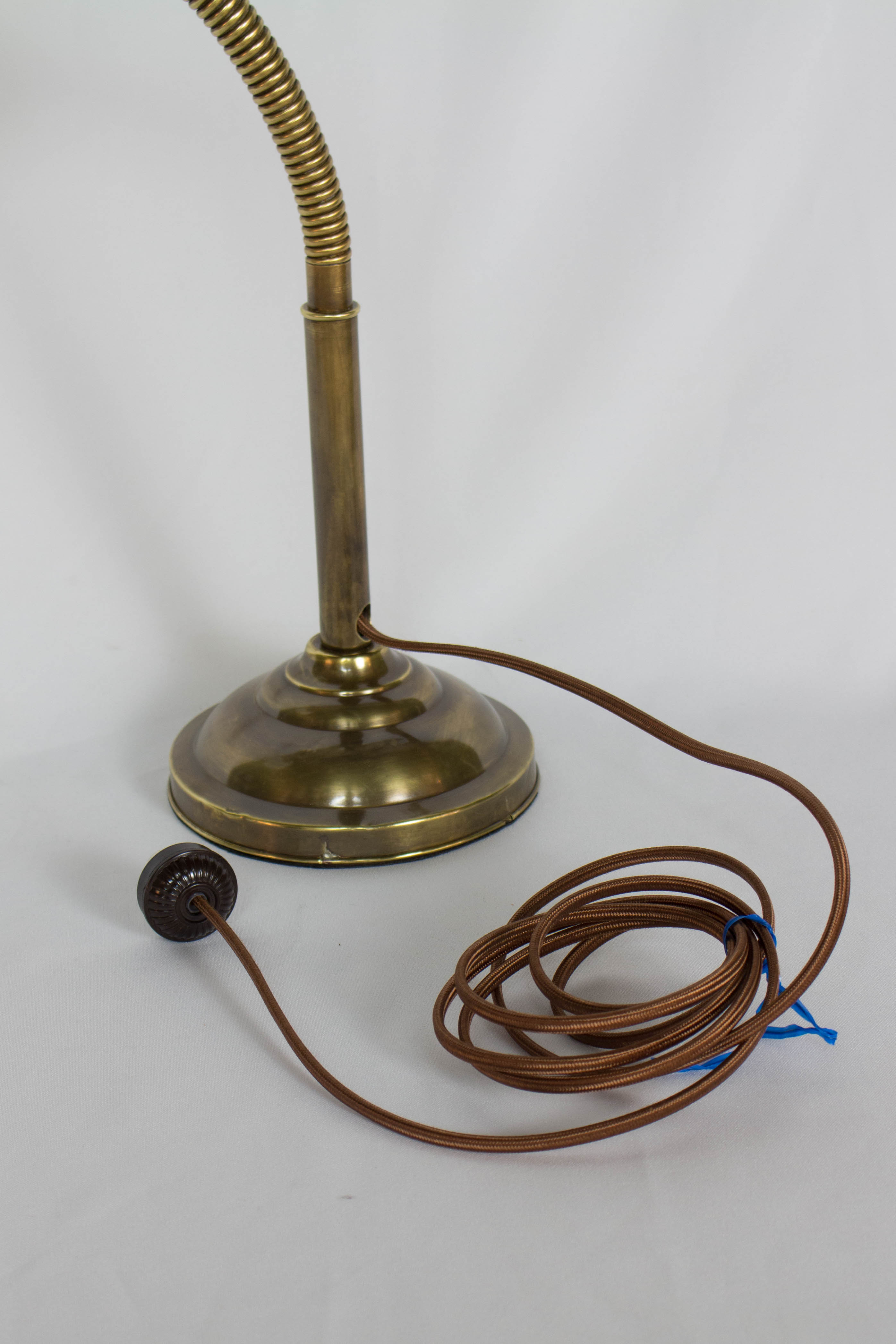 Antique Brass Gooseneck Lamp with Glass Shade Appleton Antique Lighting