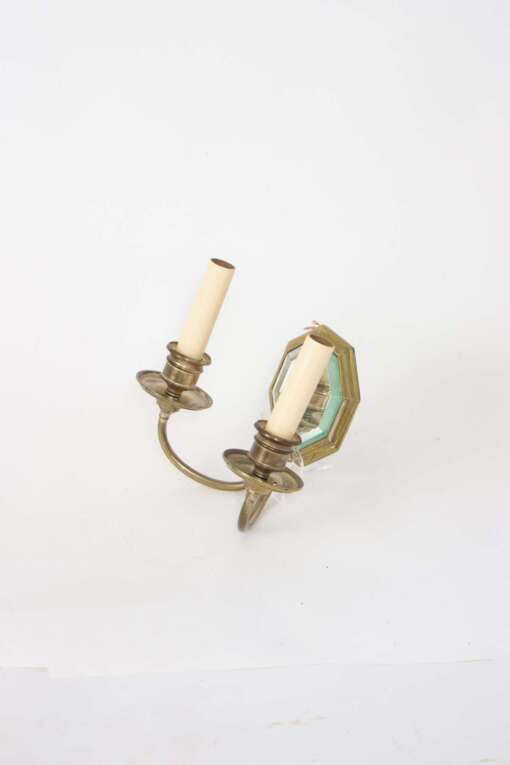 S378 Early 20th Century Octagonal Mirror Back Sconces - a Pair