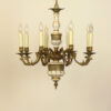 C100 Early 20th Century French Limoges Style Porcelain and Bronze Chandelier