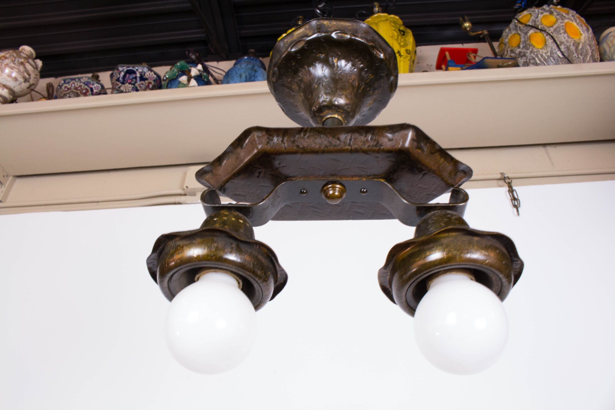 Early 20th Century Two Light Tudor Style Flush Pendant – Appleton 