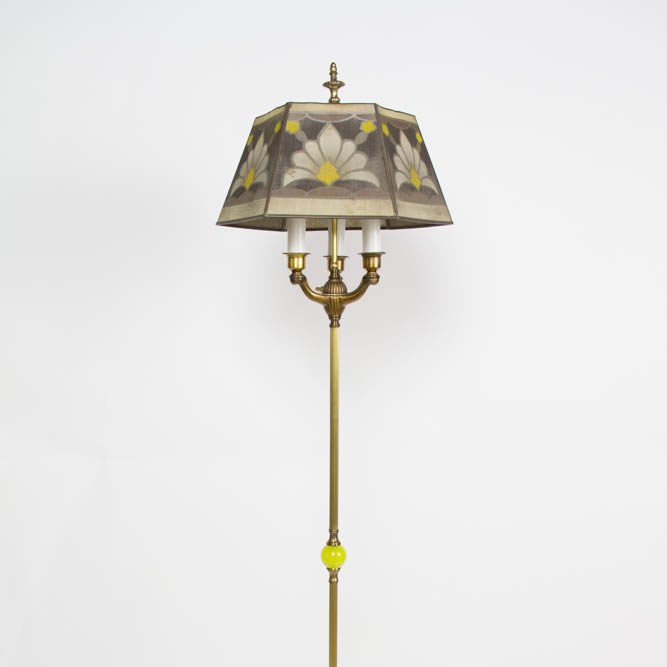 Three Light Floor Lamp With Vaseline, Antique Floor Lamp Shades Glass