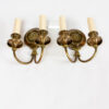 S278: Pair Two Arm Brass Sconces With Round Backplate
