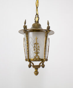 Mid 20th Century Small Ornate Cast Brass and Cut Glass Lantern - a Pair