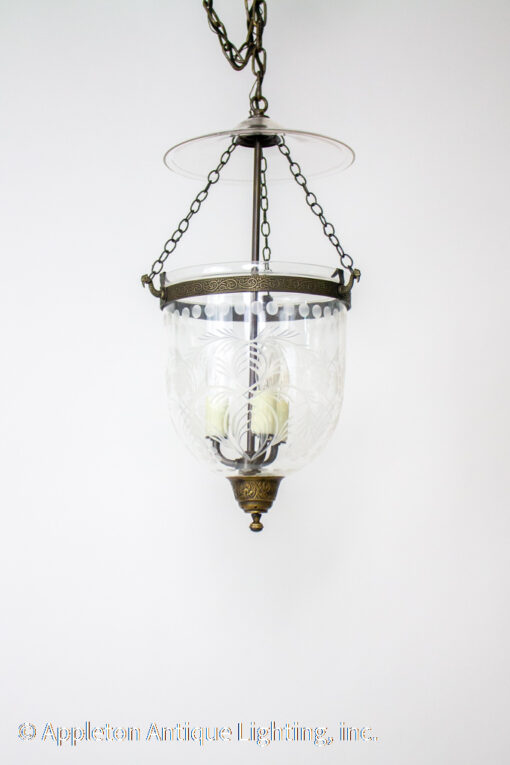 Traditional Foliate Cut Glass Bell Jar Lantern