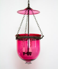 19th Century Cranberry Glass Bell Jar