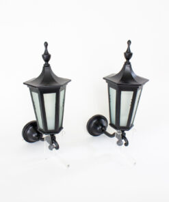 Federal Style Black Exterior Lantern Sconces - a pair
