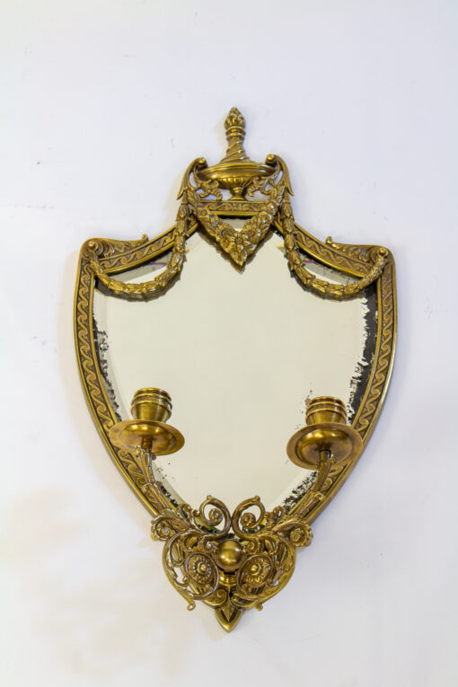 S366: Mid 19th Century Traditional William Tonks & Sons Mirror Back Brass Girandole - A Pair
