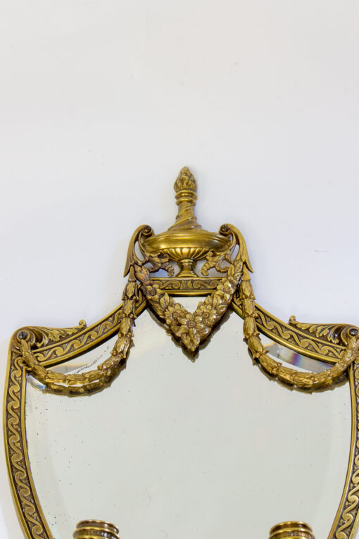 S366: Mid 19th Century Traditional William Tonks & Sons Mirror Back Brass Girandole - A Pair