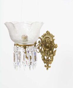 S121 19th Century Gas Wall Sconces with Old Glass - a Pair