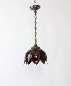 20th Century Curved Brown Glass Petal Pendant
