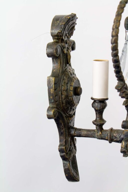 S226 Mid 20th Century Bronze and Crystal Sconces - a Pair
