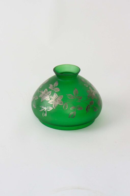 T114 19th Century Green Art Glass Oil Lamp