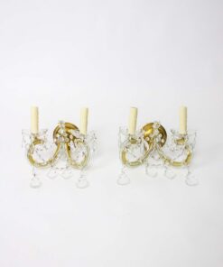 S322 Early 20th Century Maria Theresa Crystal Sconces