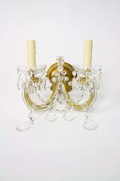 S322 Early 20th Century Maria Theresa Crystal Sconces