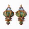 S385 1920's Stained Glass and Polychrome Theatrical Sconces - a Pair