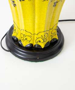 T309 Mid 20th Century Yellow Ceramic Table Lamps - a Pair