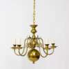 C429 Mid 20th Century Dutch Colonial Style Brass Chandelier