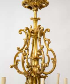 C431 19th Century Rococo French Gilt Wood Chandeliers - a Pair