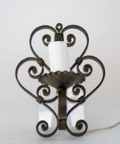 S390 Early 20th Century Wrought Iron Pin Up Sconces - a Pair