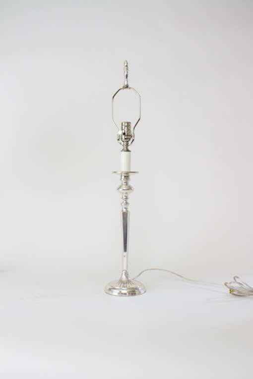 T154b Pair of Silver Table Lamps with Custom Yukata Lampshades
