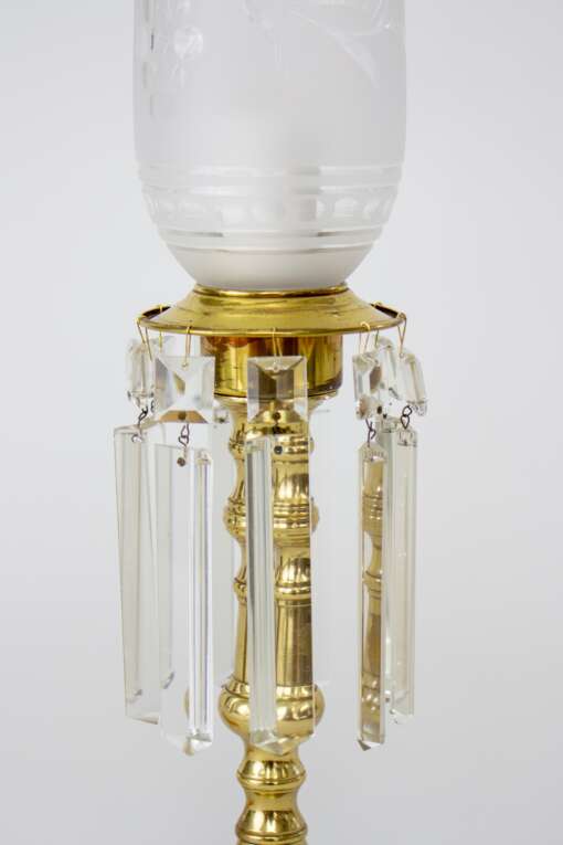 T310 Brass Hurricane Lamps with Crystals - a Pair